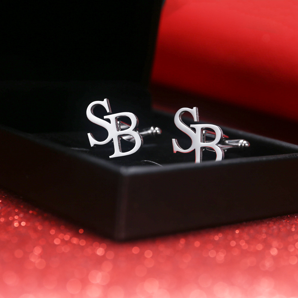 Men'S Groom - Gemelos con iniciales personalizadas Tangula, gemelos